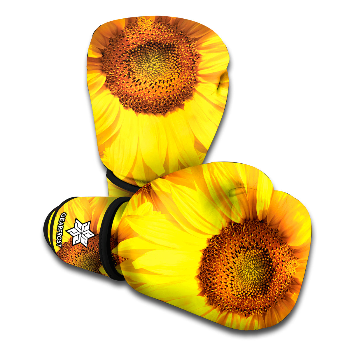 Yellow Sunflower Print Boxing Gloves