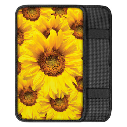 Yellow Sunflower Print Car Center Console Cover