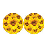 Yellow Sunflower Print Car Coasters