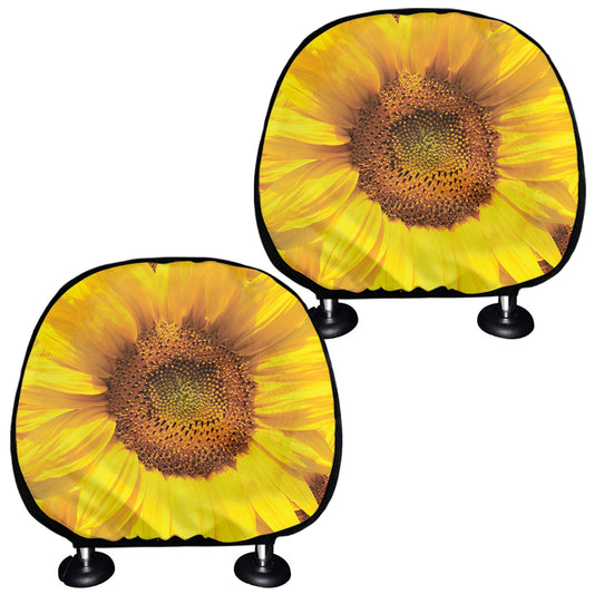 Yellow Sunflower Print Car Headrest Covers