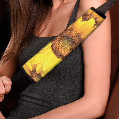 Yellow Sunflower Print Car Seat Belt Covers