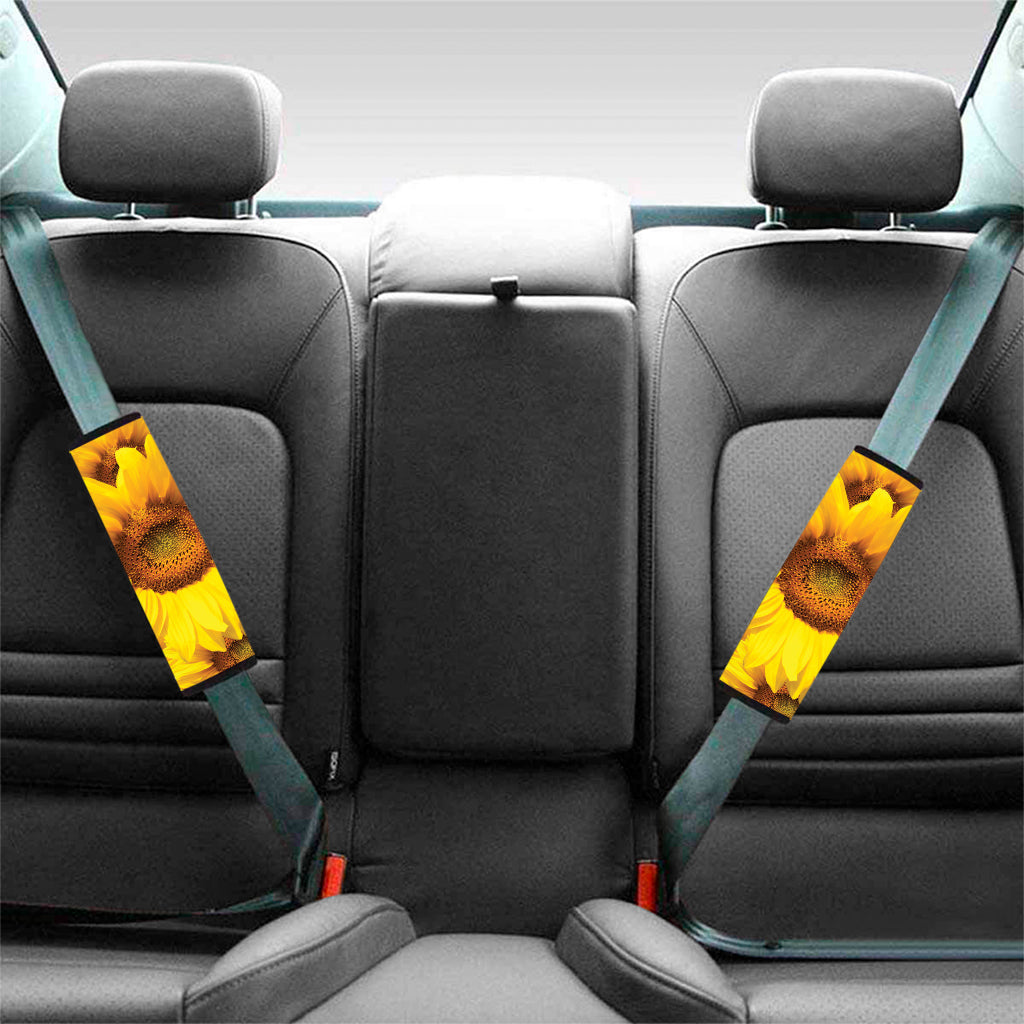 Yellow Sunflower Print Car Seat Belt Covers