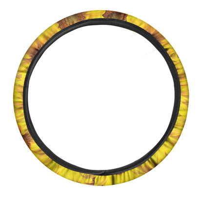 Yellow Sunflower Print Car Steering Wheel Cover