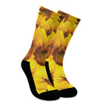 Yellow Sunflower Print Crew Socks