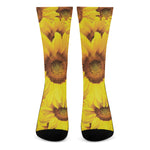 Yellow Sunflower Print Crew Socks