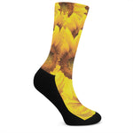 Yellow Sunflower Print Crew Socks