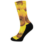 Yellow Sunflower Print Crew Socks