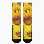 Yellow Sunflower Print Crew Socks