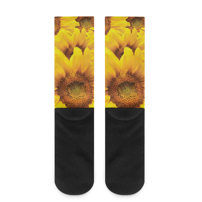 Yellow Sunflower Print Crew Socks