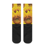Yellow Sunflower Print Crew Socks