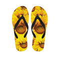 Yellow Sunflower Print Flip Flops
