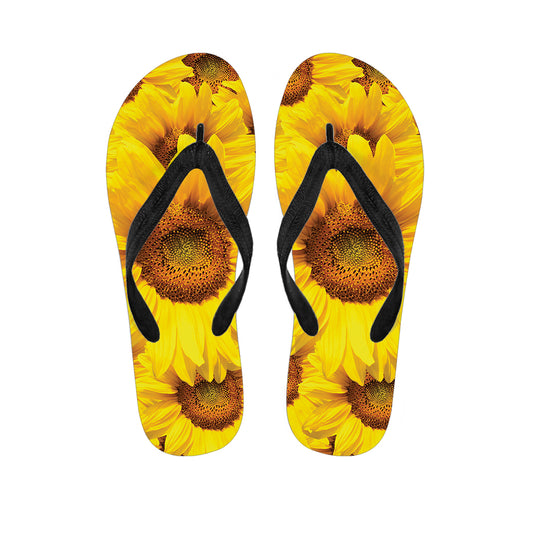 Yellow Sunflower Print Flip Flops