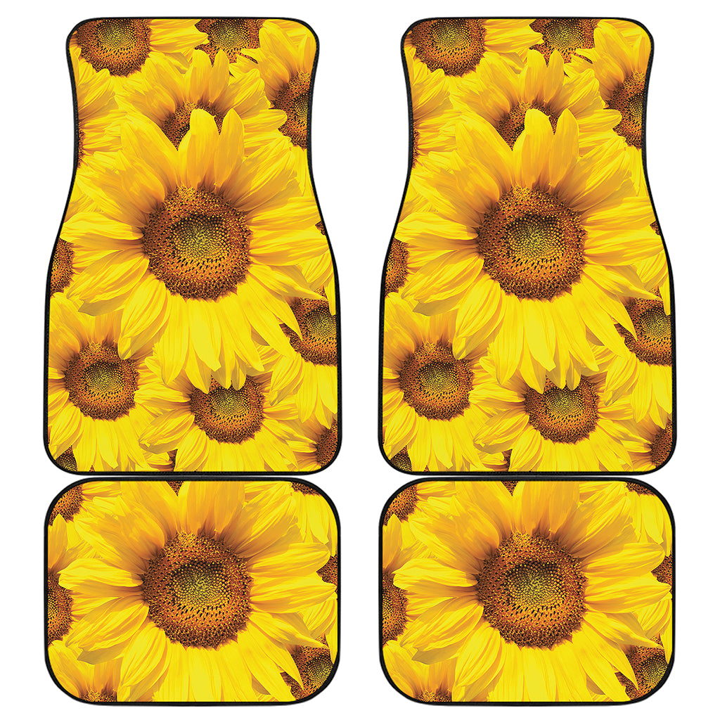 Yellow Sunflower Print Front and Back Car Floor Mats