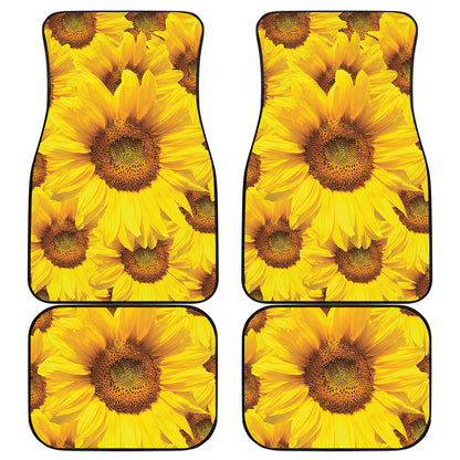 Yellow Sunflower Print Front and Back Car Floor Mats