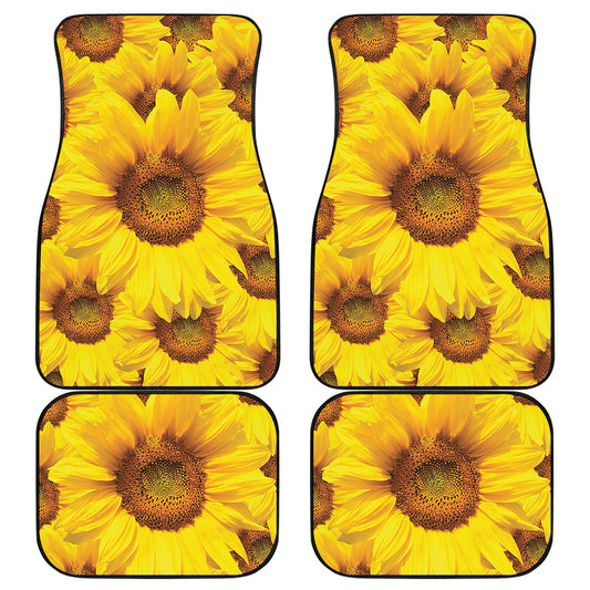 Yellow Sunflower Print Front and Back Car Floor Mats