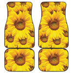 Yellow Sunflower Print Front and Back Car Floor Mats