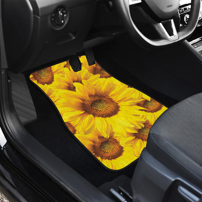 Yellow Sunflower Print Front and Back Car Floor Mats