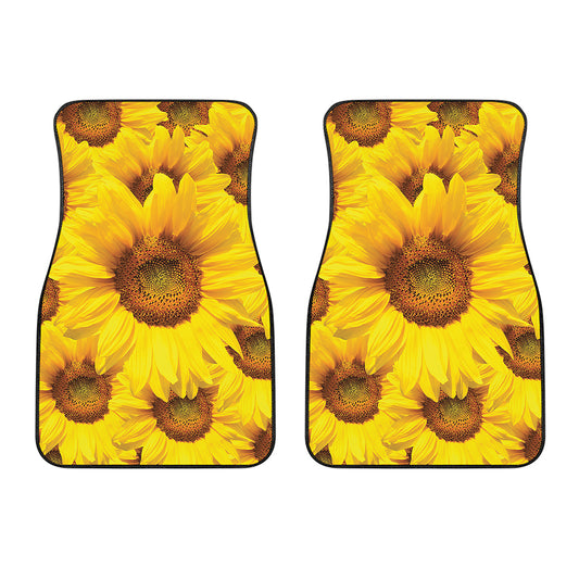 Yellow Sunflower Print Front Car Floor Mats