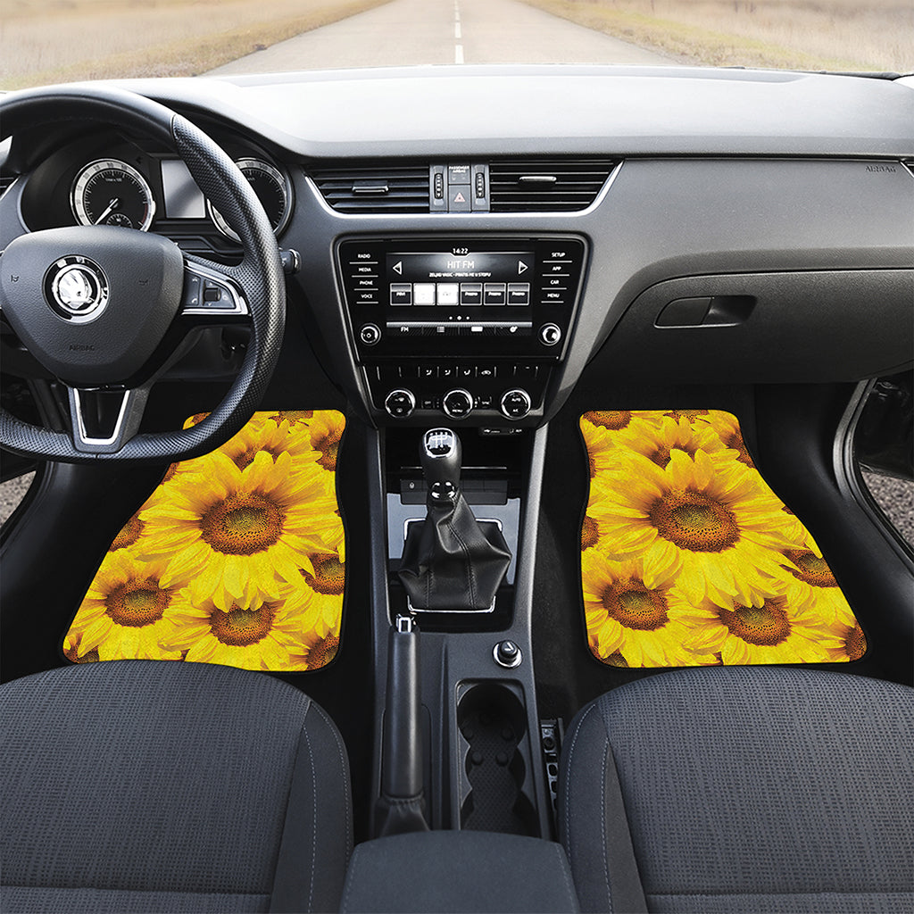 Yellow Sunflower Print Front Car Floor Mats