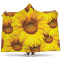 Yellow Sunflower Print Hooded Blanket