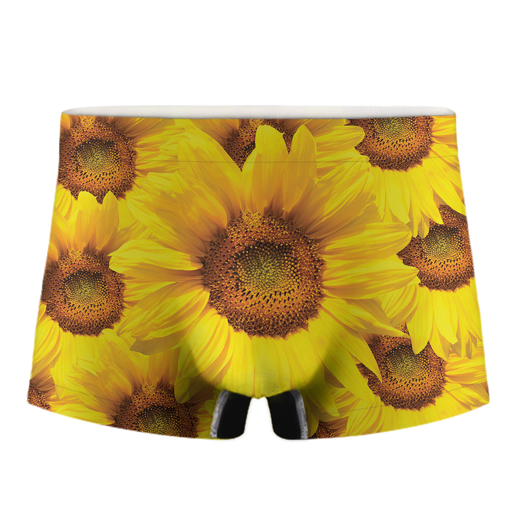 Yellow Sunflower Print Men's Boxer Briefs