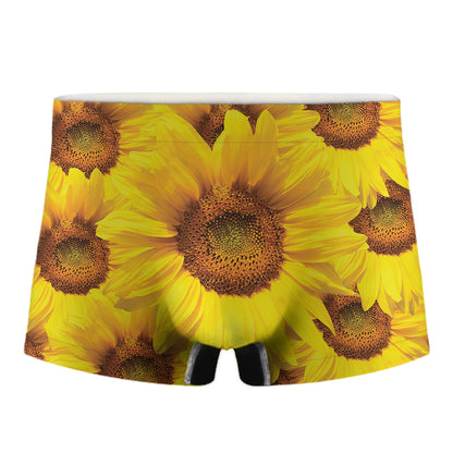 Yellow Sunflower Print Men's Boxer Briefs