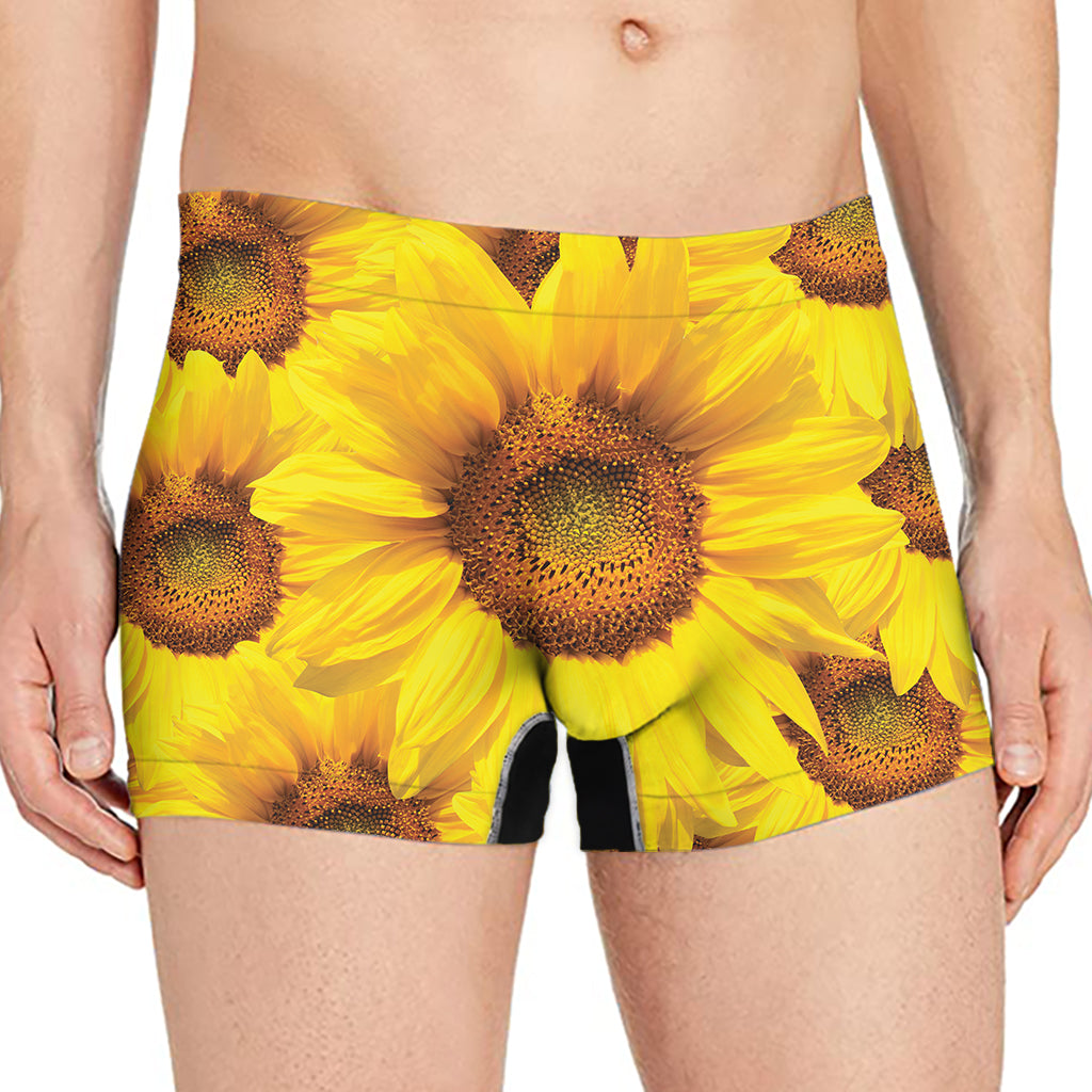 Yellow Sunflower Print Men's Boxer Briefs