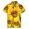 Yellow Sunflower Print Men's Short Sleeve Shirt