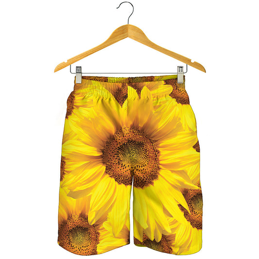 Yellow Sunflower Print Men's Shorts