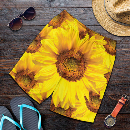 Yellow Sunflower Print Men's Shorts