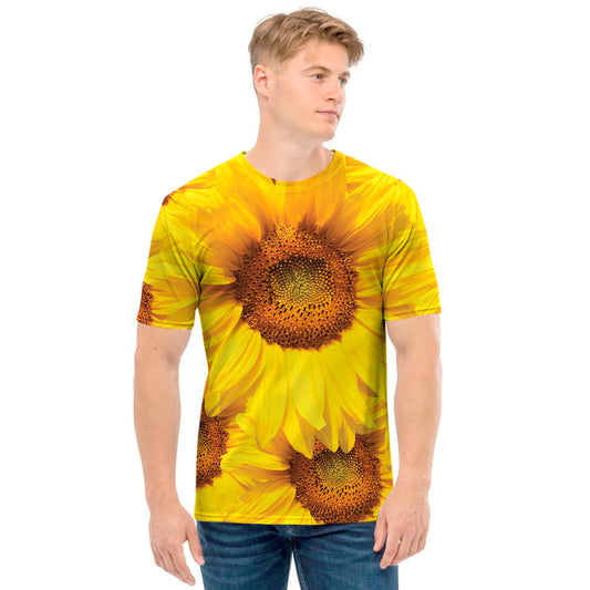 Yellow Sunflower Print Men's T-Shirt