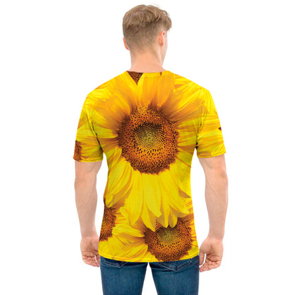 Yellow Sunflower Print Men's T-Shirt