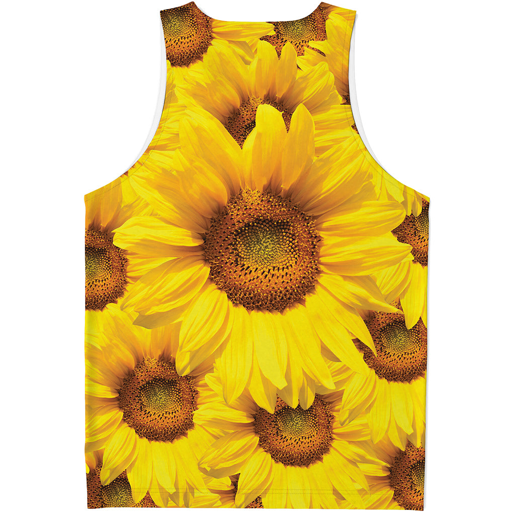 Yellow Sunflower Print Men's Tank Top