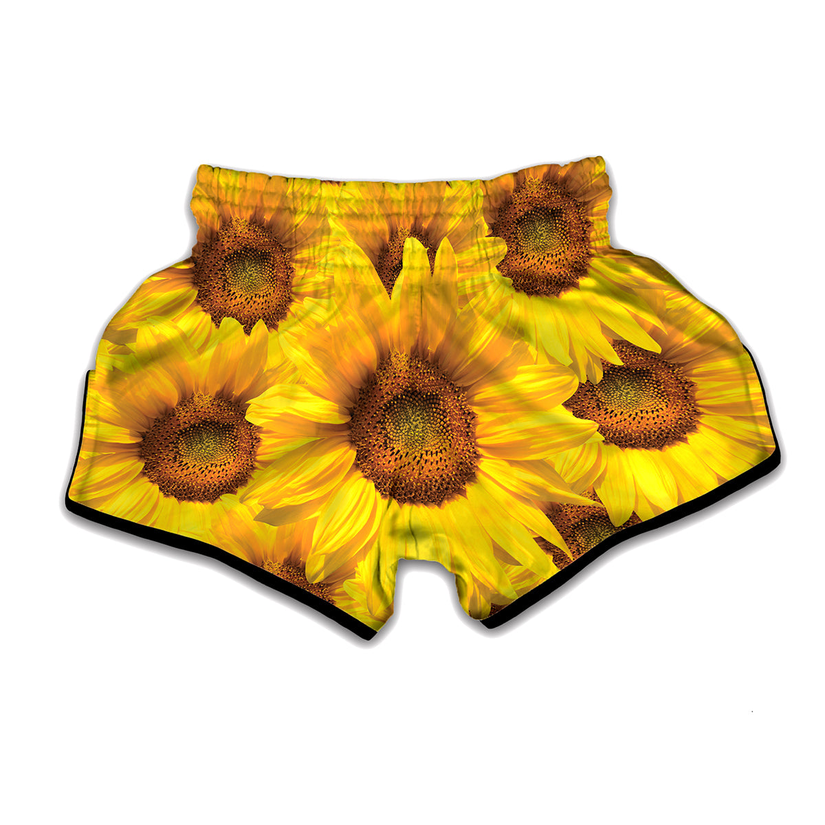 Yellow Sunflower Print Muay Thai Boxing Shorts