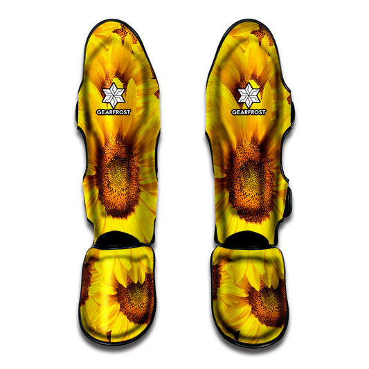 Yellow Sunflower Print Muay Thai Shin Guard