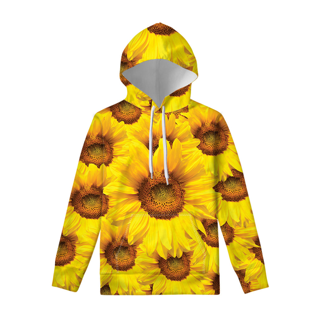 Yellow Sunflower Print Pullover Hoodie