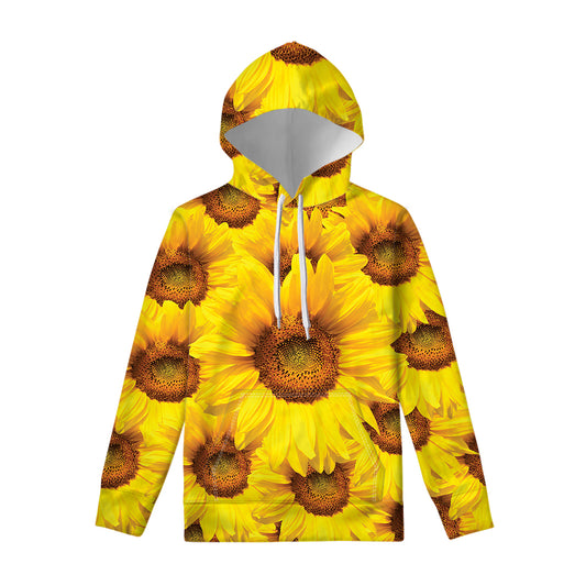 Yellow Sunflower Print Pullover Hoodie