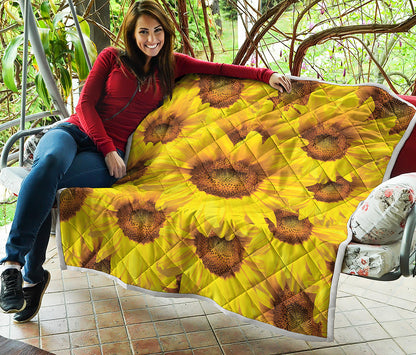 Yellow Sunflower Print Quilt