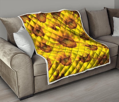 Yellow Sunflower Print Quilt