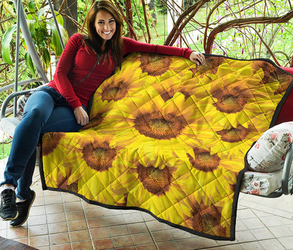 Yellow Sunflower Print Quilt