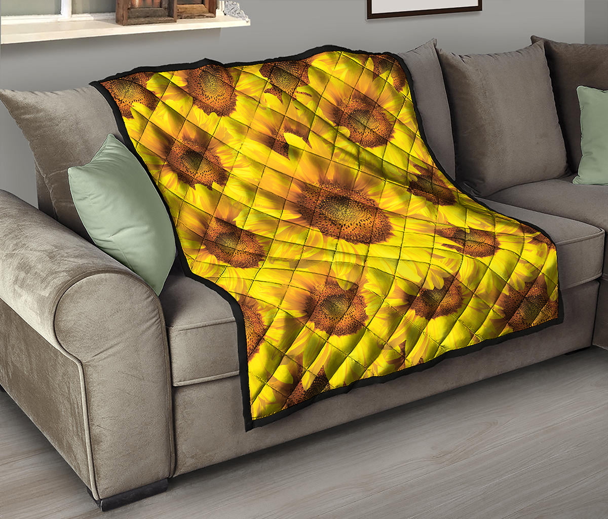 Yellow Sunflower Print Quilt
