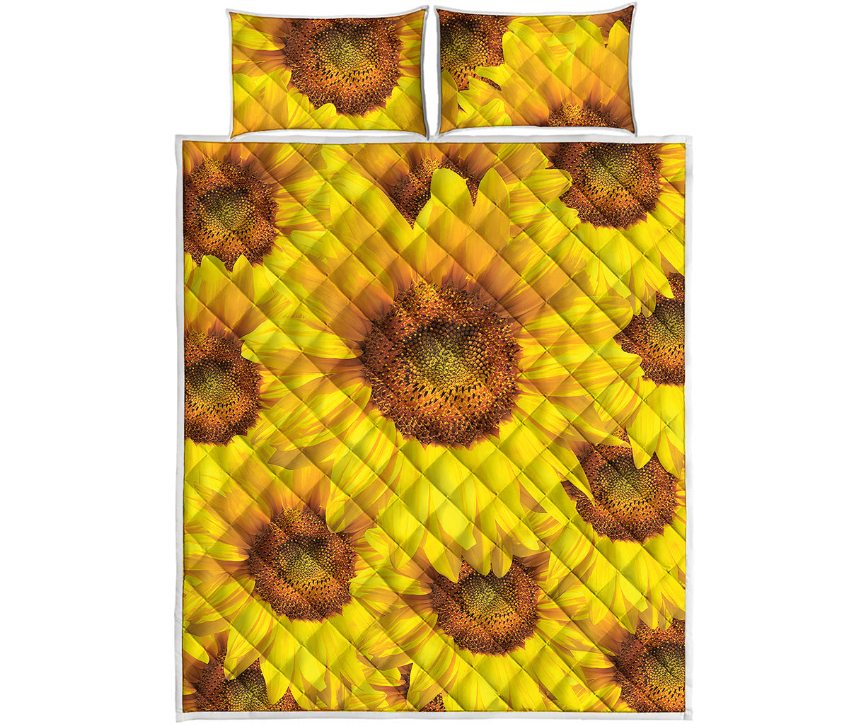 Yellow Sunflower Print Quilt Bed Set