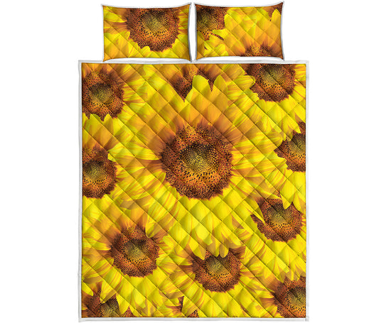 Yellow Sunflower Print Quilt Bed Set