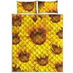 Yellow Sunflower Print Quilt Bed Set
