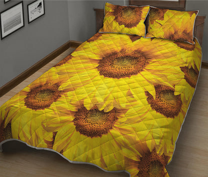 Yellow Sunflower Print Quilt Bed Set