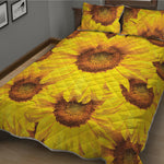 Yellow Sunflower Print Quilt Bed Set