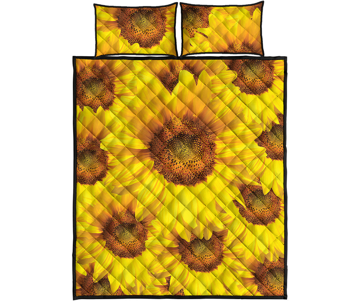Yellow Sunflower Print Quilt Bed Set