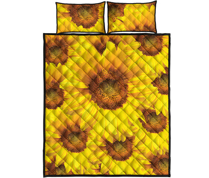 Yellow Sunflower Print Quilt Bed Set