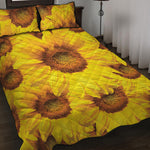 Yellow Sunflower Print Quilt Bed Set