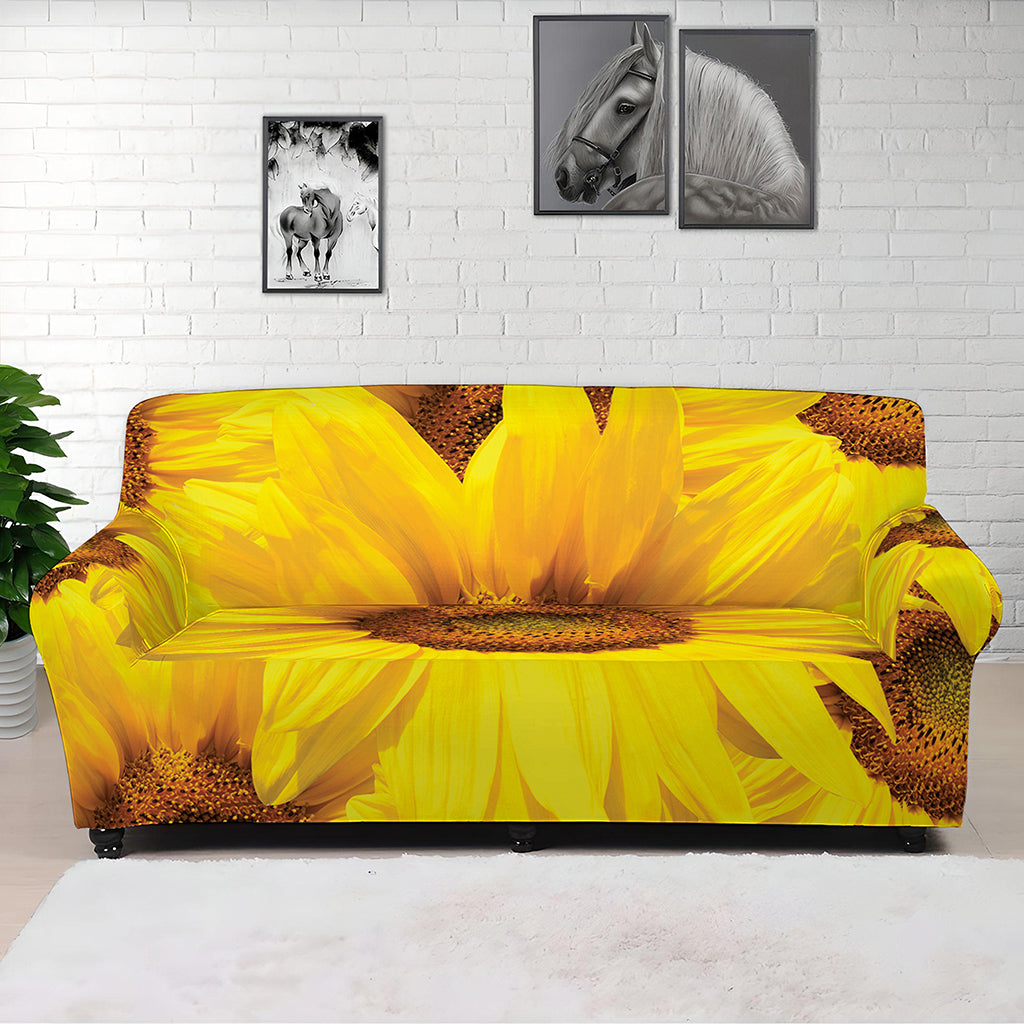 Yellow Sunflower Print Sofa Cover